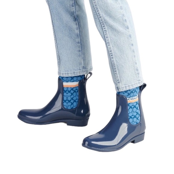 COACH Rivington Rain Bootie Blue Size 6 --STUNNING!!! - Picture 1 of 10